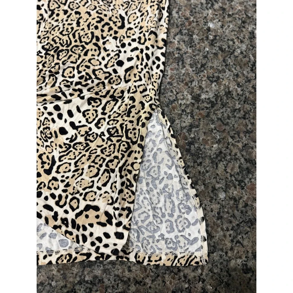 Jenni Intimates Womens Leopard Print Racerback Nightgown Chemise Small Animal